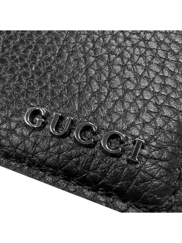 Metal Logo Leather Card Wallet Black - GUCCI - BALAAN 4