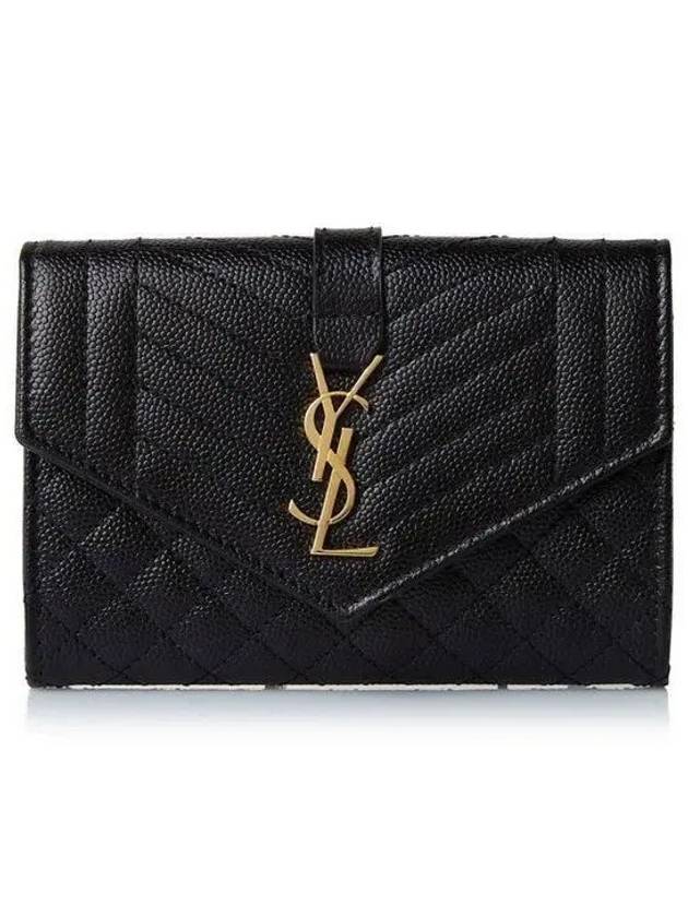 Matelasse Monogram Envelope Small Half Wallet Black - SAINT LAURENT - BALAAN 2