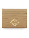 FF Diamonds Leather Flat Card Wallet Brown - FENDI - BALAAN 3