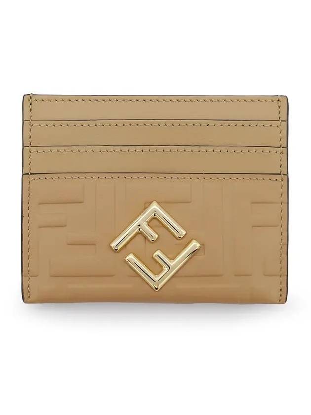 FF Diamonds Leather Flat Card Wallet Brown - FENDI - BALAAN 3