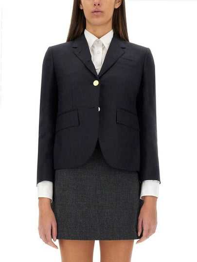 Women's Twill Slim Fit Single Breasted Wool Jacket Navy - THOM BROWNE - BALAAN 2