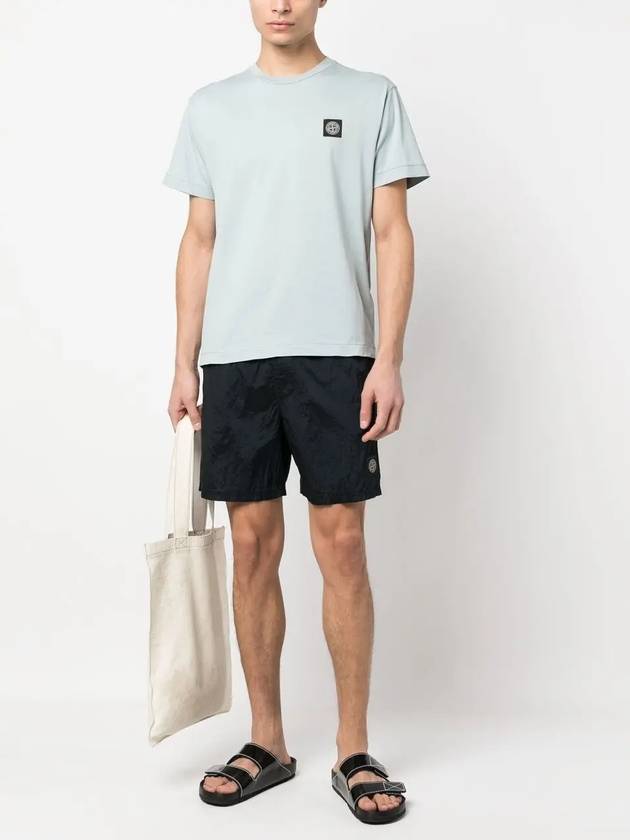 Logo Patch Cotton Short Sleeve T-Shirt Sky Blue - STONE ISLAND - BALAAN 4