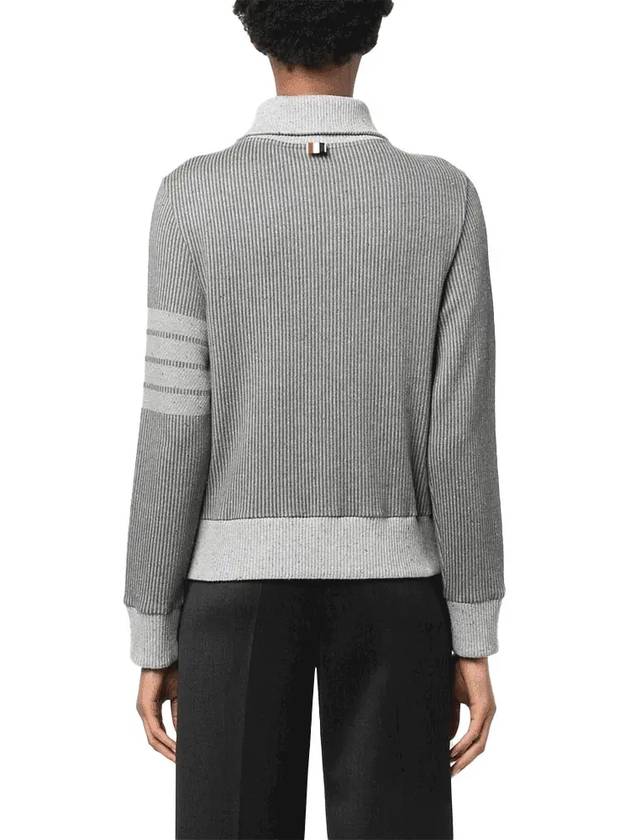 Women's 4-Bar Funnel-Neck Zip-Up Jacket Grey - THOM BROWNE - BALAAN 4