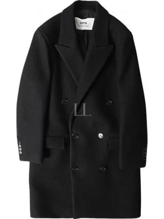 Wool Double Coat Black - AMI - BALAAN 2