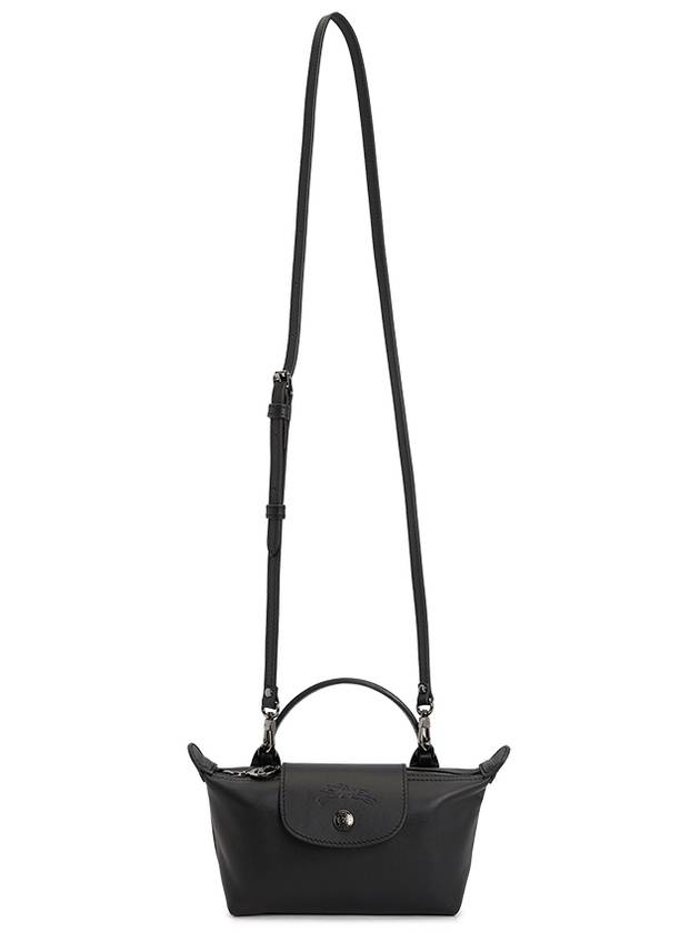 Le Pliage Logo Leather Tote Bag Black - LONGCHAMP - BALAAN 7