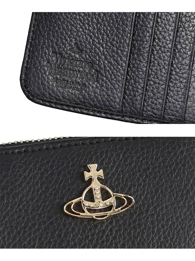 Grain Zipper Medium Gold Half Wallet Black - VIVIENNE WESTWOOD - BALAAN 7