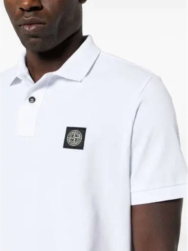 Pique Stretch Cotton Short Sleeve Polo Shirt White - STONE ISLAND - BALAAN 6