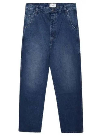 Men's Alex Fit Mid Wash Wide Jeans Indigo - AMI - BALAAN 2