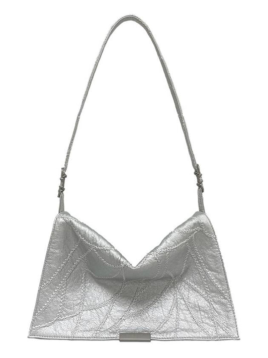 Buckle strap shoulder bag silver embroidery Buckle strap shoulder bag Silver - NOSCENT - BALAAN 1