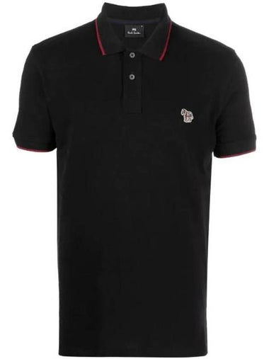 Zebra Patch Short Sleeve Polo Shirt Black - PAUL SMITH - BALAAN 1