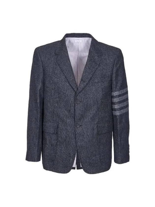 Donegal Tweed 4 Bar Single Breasted Blazer Jacket Grey - THOM BROWNE - BALAAN 2