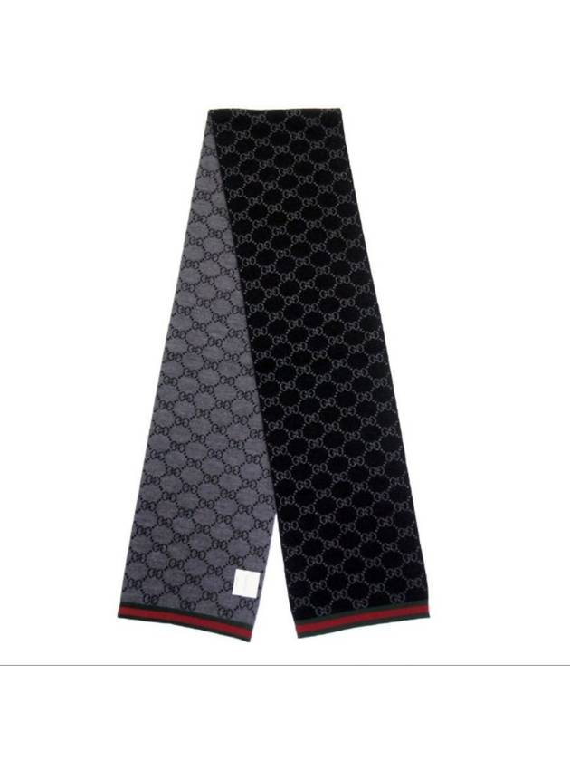 GG Two-Tone Wool Scarf Black - GUCCI - BALAAN 4