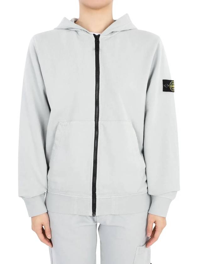 Kids Garment Dyed Heavy Weight Zip Up Hoodie Green - STONE ISLAND - BALAAN 4