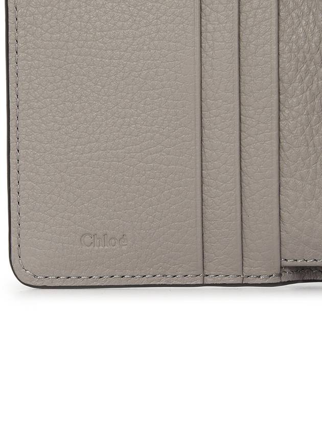 Alphabet Grain Leather Flap Small Half Wallet Grey - CHLOE - BALAAN 9