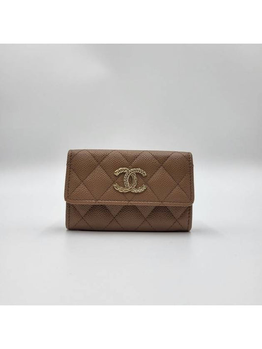 Women's Chain Logo Caviar Beige Gold AP3049 Card Wallet - CHANEL - BALAAN 2