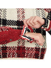 Tartan Check Jacquard Wool Mohair Knit Top Red Beige - THOM BROWNE - BALAAN 9