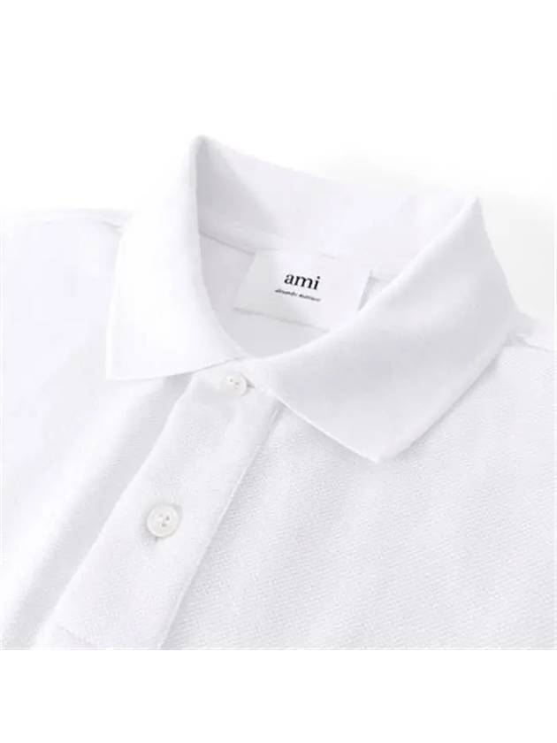 Heart Logo Polo Shirt White - AMI - BALAAN 4