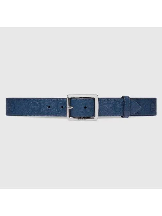 GG Rubber Effect Leather Belt Blue - GUCCI - BALAAN 1