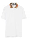 Men's Check Collar Cotton Polo Shirt White - BURBERRY - BALAAN 2