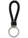 Intrecciato Leather Key Holder  Black - BOTTEGA VENETA - BALAAN 2