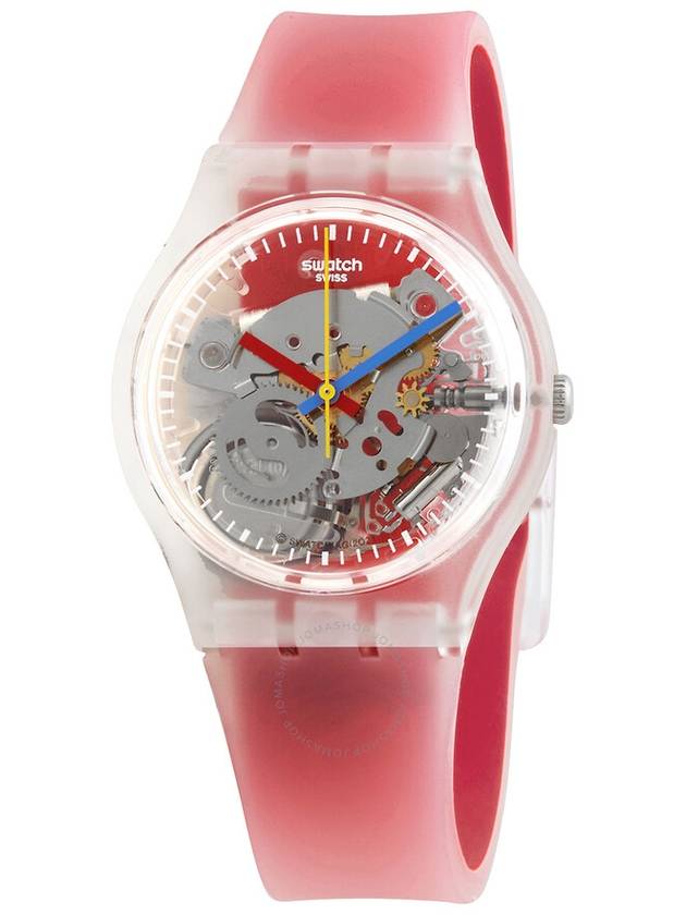 Swatch Monthly Drops Clearly Red Striped Quartz Unisex Watch GE292 - SWATCH - BALAAN 1