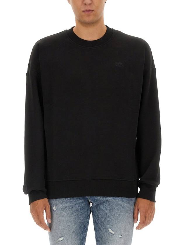 Men's Logo Embroidery Sweatshirt Black - DIESEL - BALAAN 2