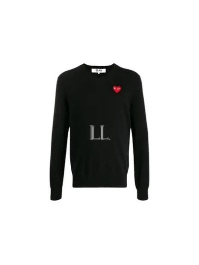 Heart Wappen V-Neck Wool KnitTop Black - COMME DES GARCONS - BALAAN 2