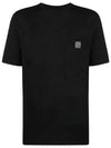 Pisato Effect Logo Patch Short Sleeve T-Shirt Black - STONE ISLAND - BALAAN 2