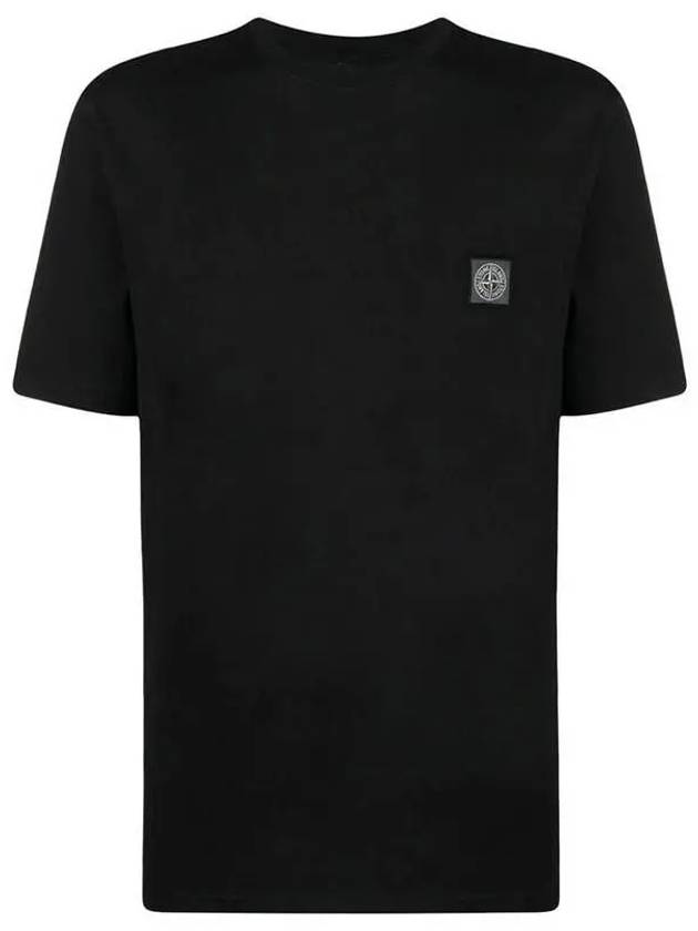 Pisato Effect Logo Patch Short Sleeve T-Shirt Black - STONE ISLAND - BALAAN 2