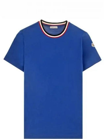 8028300 8390Y 745 MAGLIA Three line neck round short sleeve t shirt blue men s TR 271064 - MONCLER - BALAAN 1