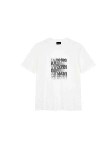 Men s Square Logo Crew Neck T Shirt White 270476 - EMPORIO ARMANI - BALAAN 1