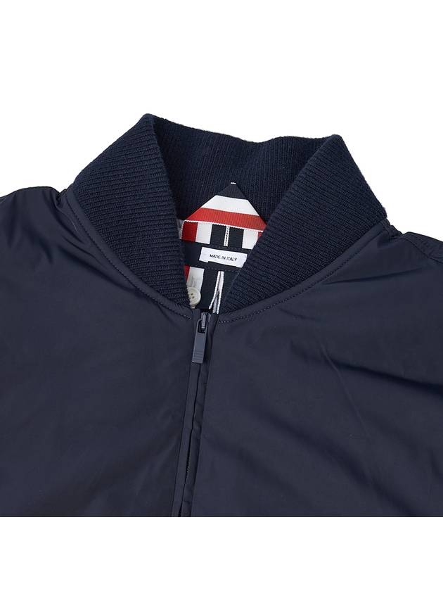 Poly Twill 4-Bar Oversized Knit Down Bomber Jacket Navy - THOM BROWNE - BALAAN 8