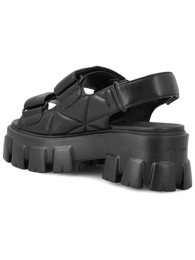 Logo Monolith Sandals Black - PRADA - BALAAN 4