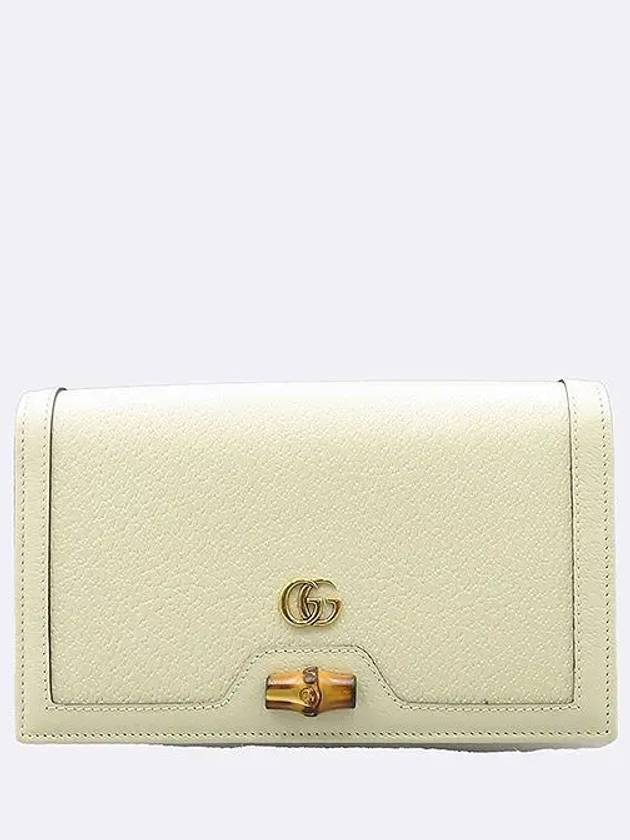 696817 White color leather Diana bamboo mini cross bag - GUCCI - BALAAN 2