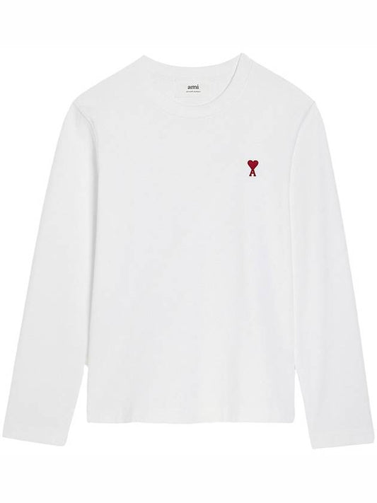 XXL size white red embroidery long sleeve t shirt UTS205 - AMI - BALAAN 2