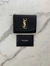 Uptown Compact Grain De Poudre Embossed Leather Halfwallet Black - SAINT LAURENT - BALAAN 11