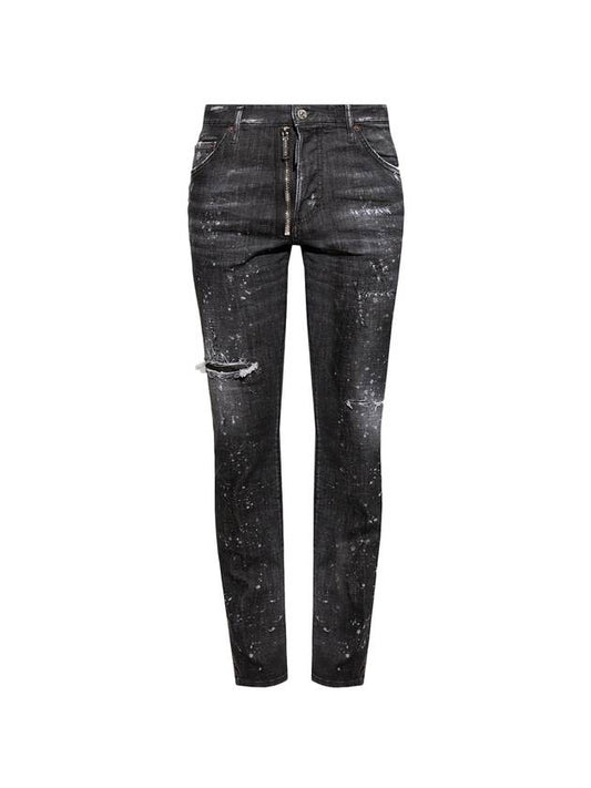 Men's Painting Cool Guy Denim Jeans Black - DSQUARED2 - BALAAN.