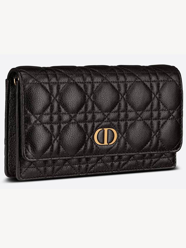 Caro Supple Cannage Calfskin Pouch Bag Black - DIOR - BALAAN 3