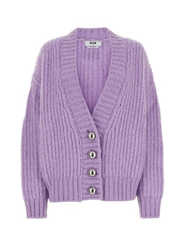 V-Neck Loose Fit Cardigan Lilac - MSGM - BALAAN 1