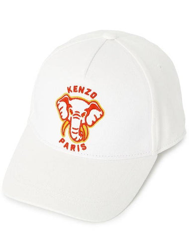 Kids Varsity Jungle Embroidery Cap Hat White - KENZO - BALAAN 1