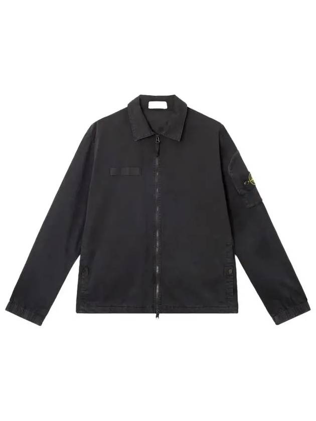 Organic Zip-Up Fastening Shirt Zip-Up Jacket Black - STONE ISLAND - BALAAN 2