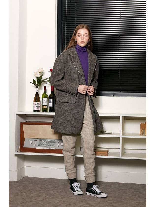 Surf clam WOOL Coat Brown herringbone Surf clam wool herringbone coat brown herringbone - VIBEREEN - BALAAN 5