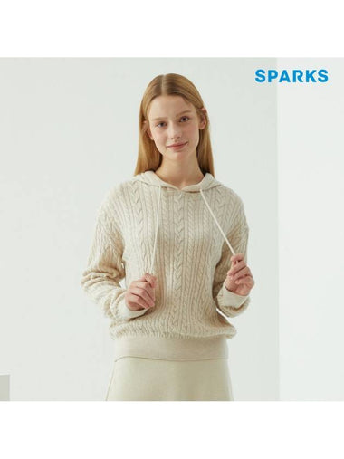 Wool 100 cable hood knit SO4LKT030 - SPARKS - BALAAN 1