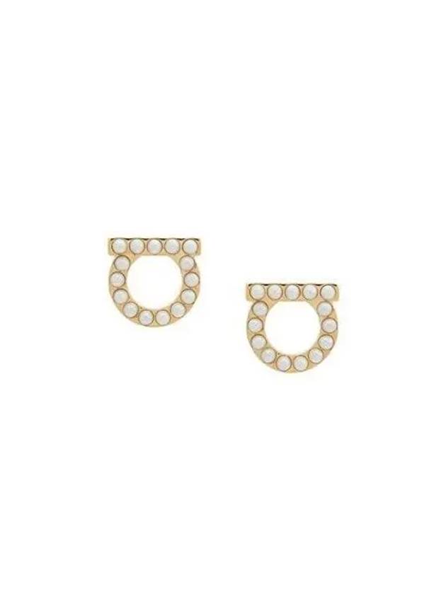 Gancini Pearl Earrings Gold - SALVATORE FERRAGAMO - BALAAN 2