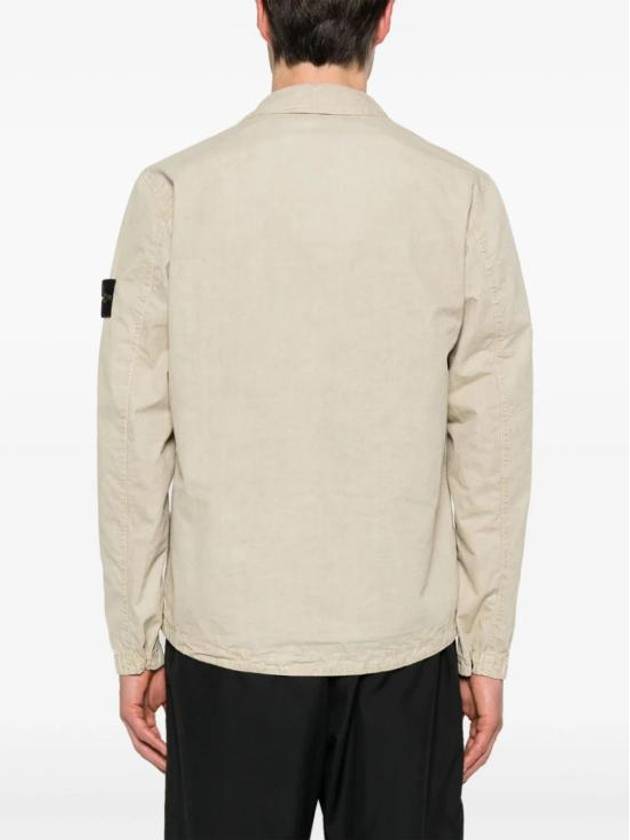 Old Treatment Garment Dyed Overshirt Jacket Beige - STONE ISLAND - BALAAN 5