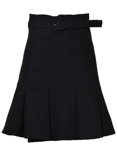 High Waist Cotton Pleated Skirt Black - PATOU - BALAAN 2