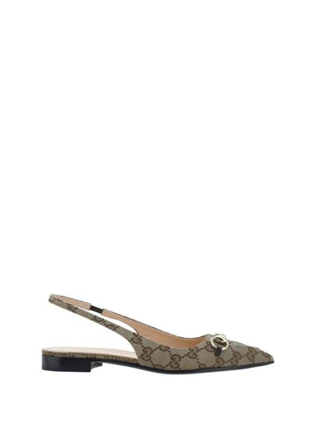 Horsebit Slingback Ballet Flat Beige Ebony - GUCCI - BALAAN 2