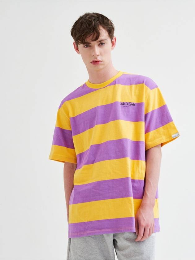 Authentic Logo Printing YP Middle Stripe Overfit Border Tee - CODE I'M - BALAAN 1