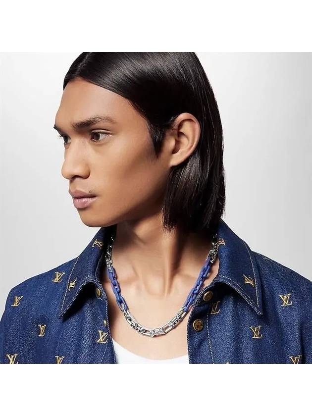 Monogram Chain Necklace Blue Silver - LOUIS VUITTON - BALAAN 5