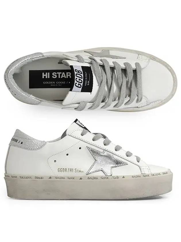 Hi Star White Metallic Silver Heel Tab Sneakers - GOLDEN GOOSE - BALAAN 3